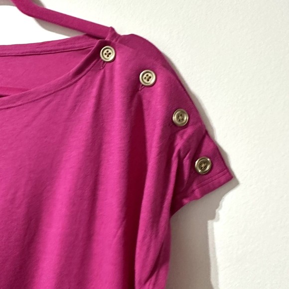 Talbots Pink Top Button Shoulder Tee Short Sleeve Women’s Size 1XP 1X Petite NWT - Picture 2 of 8